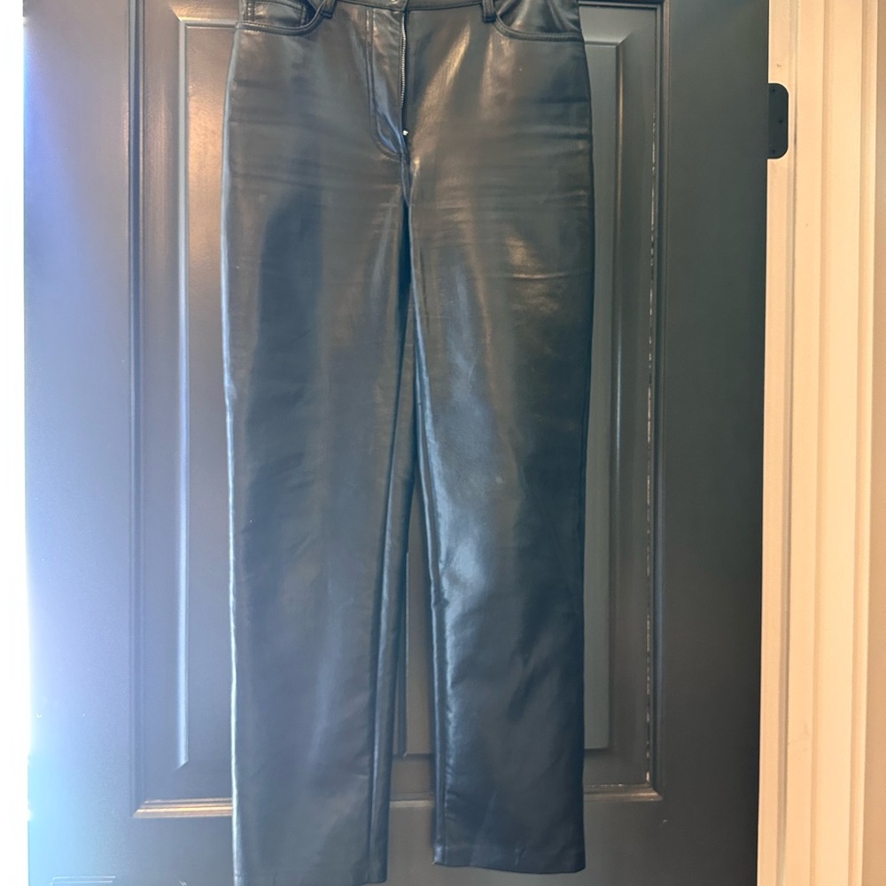 Wilfred Midnight Black Leather Trousers